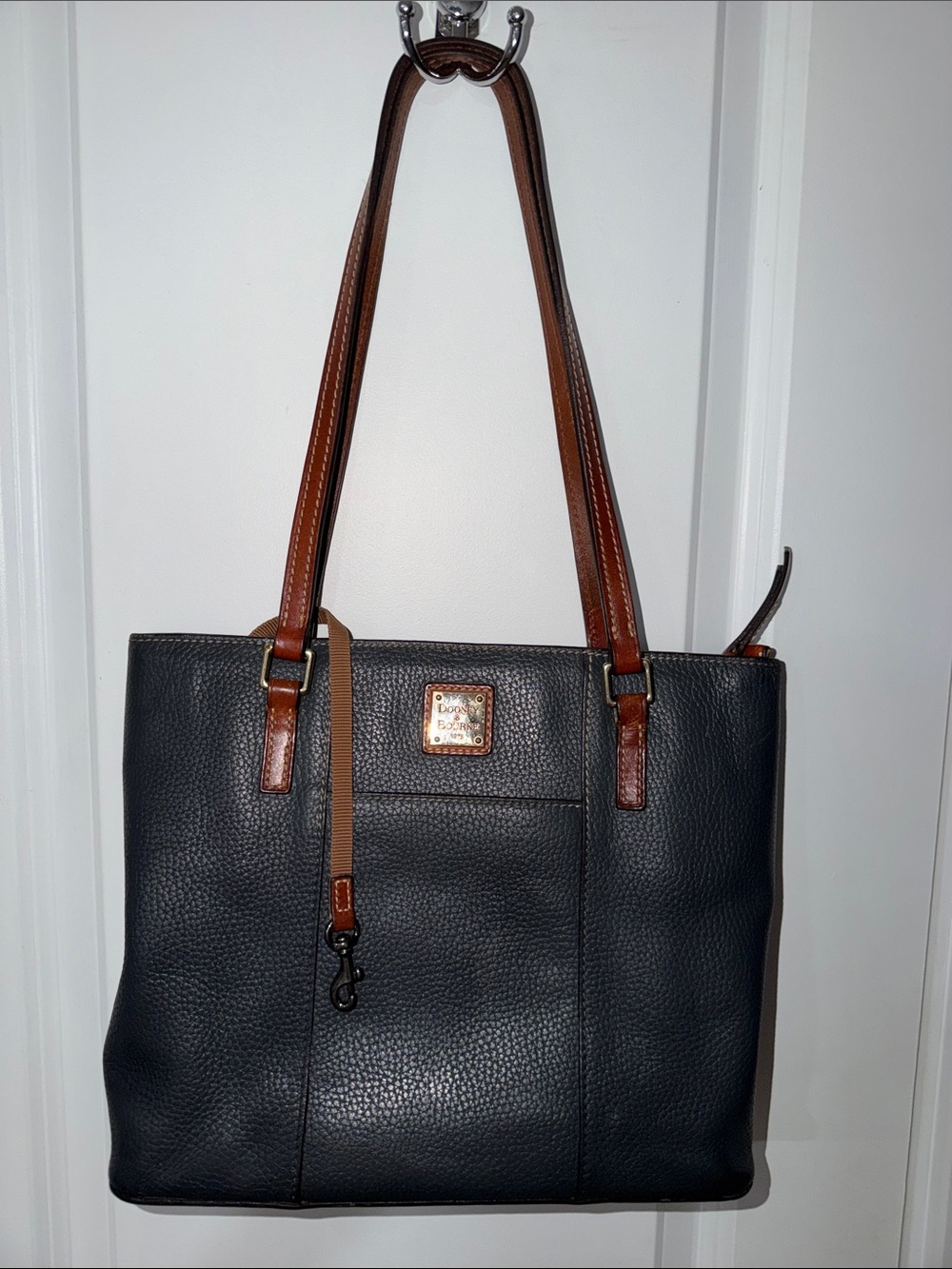 DOONEY and BOURKE Leather Pebbled Tote Bag with Contrast Straps